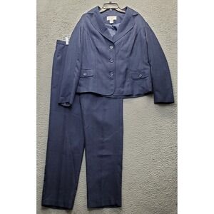 Christy Miller 2 Piece Suit Womens 14 Navy Formal Single Breasted Three Button
